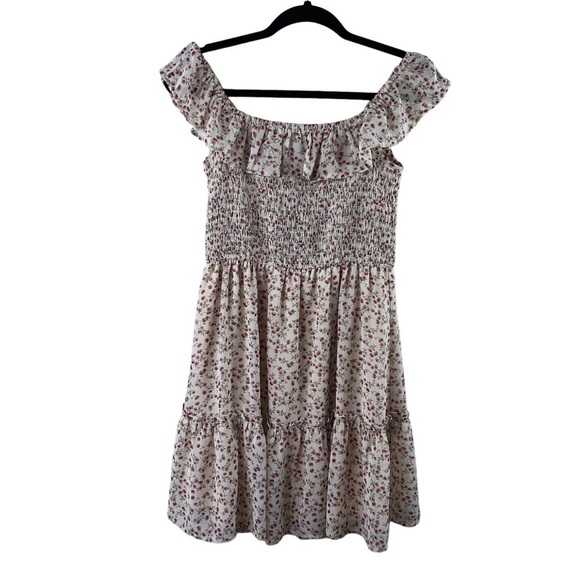 LuLu’s Cottage-core Mini Dress Prairie Floral Print Smocked Bodice Tiered Dress - Picture 1 of 9